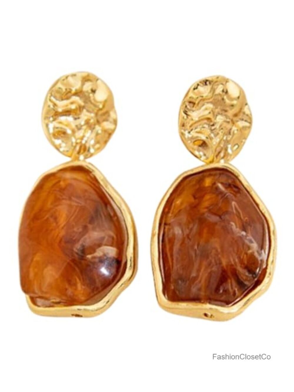 Gold Plated Crystal Dangle Earrings Acrylic Resin Lever Back Baroque Pearl